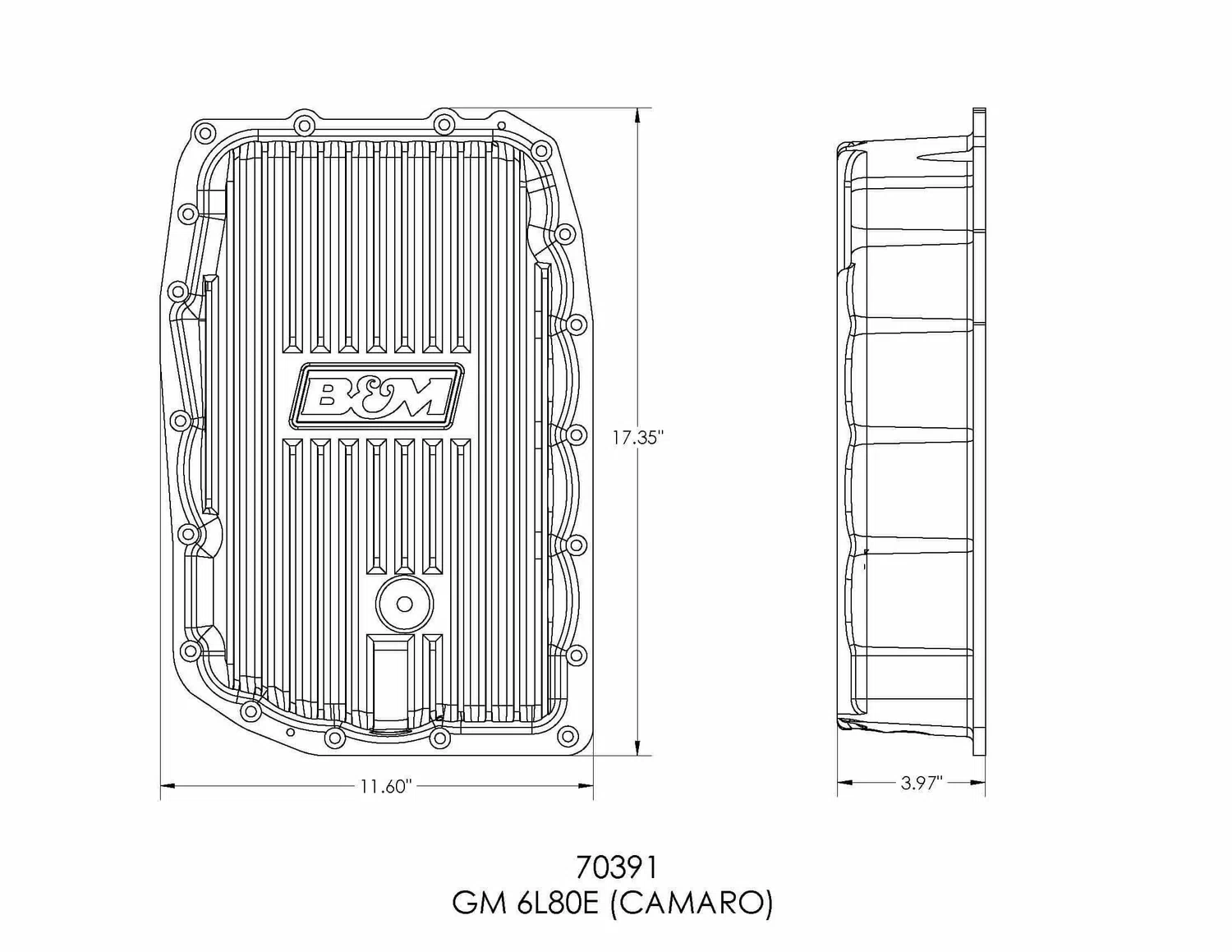 B&M Hi-Tek Deep Trans Pan for GM 6L80E (Camaro) Transmission - 70391
